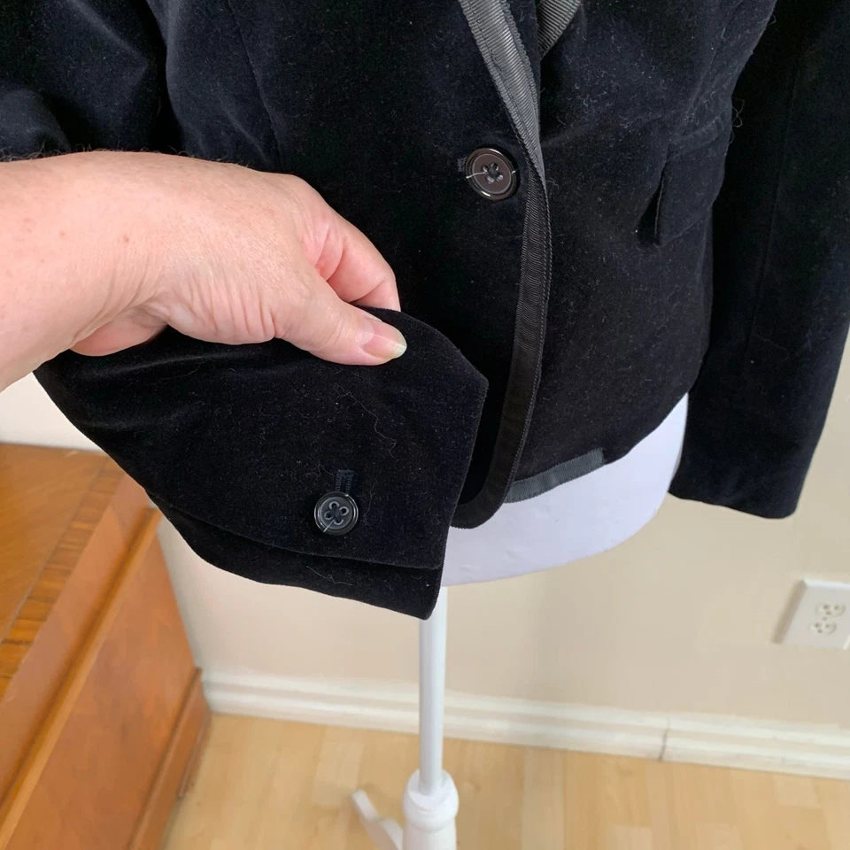 Banana Republic размер 2P эластичной бархат блейзер куртка черный контраст отделки праздник - Изображение 3 из 4