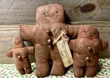 Primitive Style Gingerbread Man Men Handmade Grubby Tuck Decor Rustic Christmas