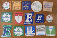 Pack Of 15 Old  New WORTHINGTON Brewery Beer mats / Coasters Bitter White Shield