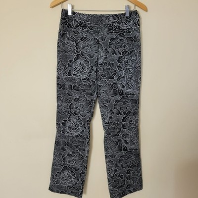 EUC Sigrid Olsen 4 Straight Leg Flat Front Cotton Blend Pockets Side Zip Pants