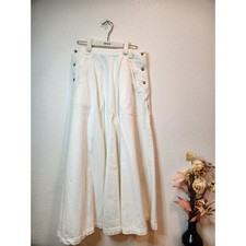 Free People Ivory 100 Cotton Side Button Maxi Skirt Size 6 Boho country white