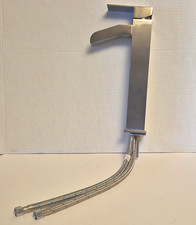 Vessel Single Hole Tall Waterfall Bathroom Sink Faucet Brushed Silver Hoses