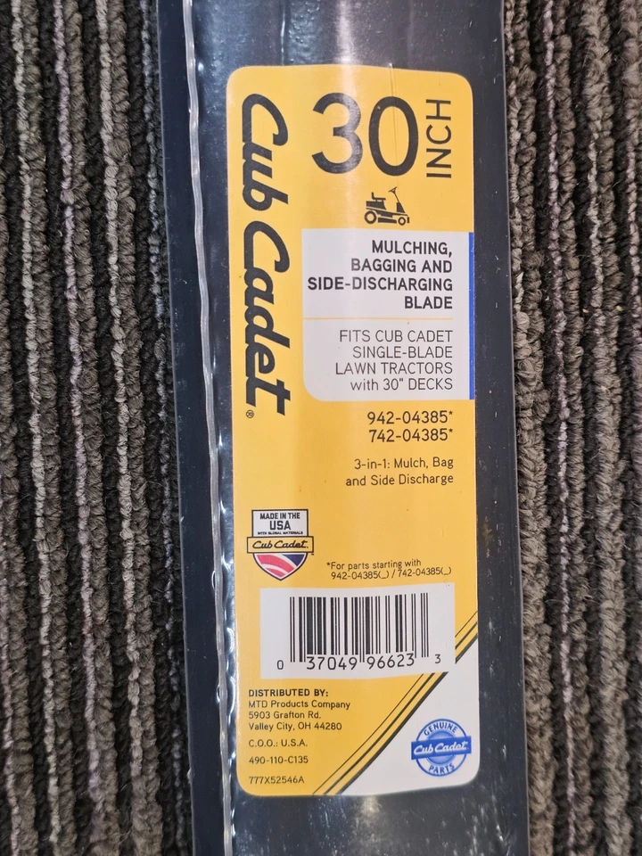 CUB CADET 490-110-C135 30" Hoja 3 en 1 para plataformas de corte de 30" para CC30 y CC30 H Foto 4 de 4