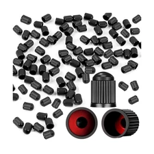 100PCS Tire Valve Caps - w/O Rubber Ring, Black, Universal for Multiple Vehicles