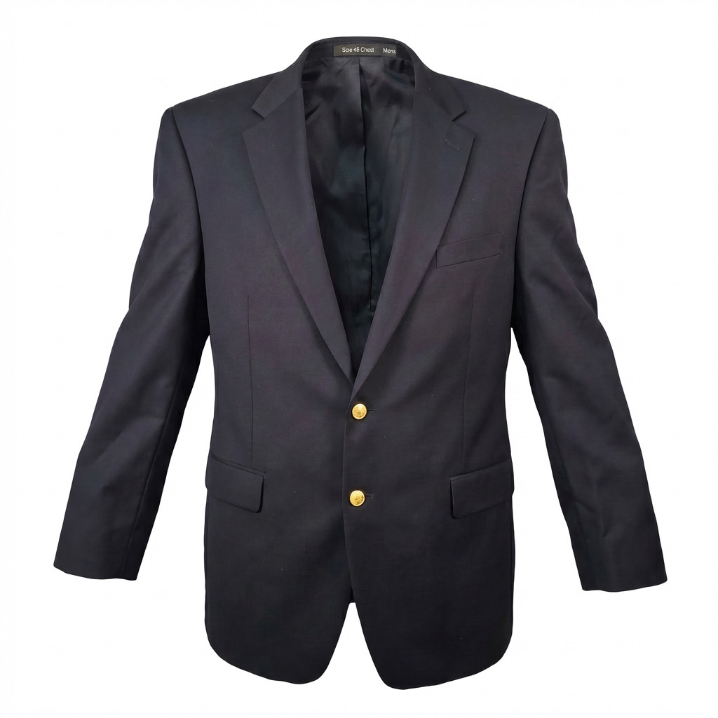 Ralph Lauren Blazer 46R Navy Wool Gold Buttons Old Money Preppy Crest LRL