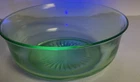 Vintage Hazel Atlas 8” Green Uranium Depression Glass Mixing Bowl Glows