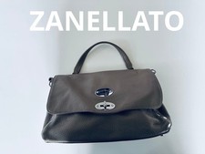 ZANELLATO Postina Borsa a tracolla 2 vie borchie grigio beige pelle Italia