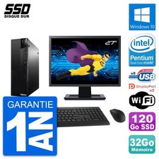 PC Lenovo M83 SFF Ecran 27" Intel G3220 RAM 32Go SSD 120Go Windows 10 Wifi