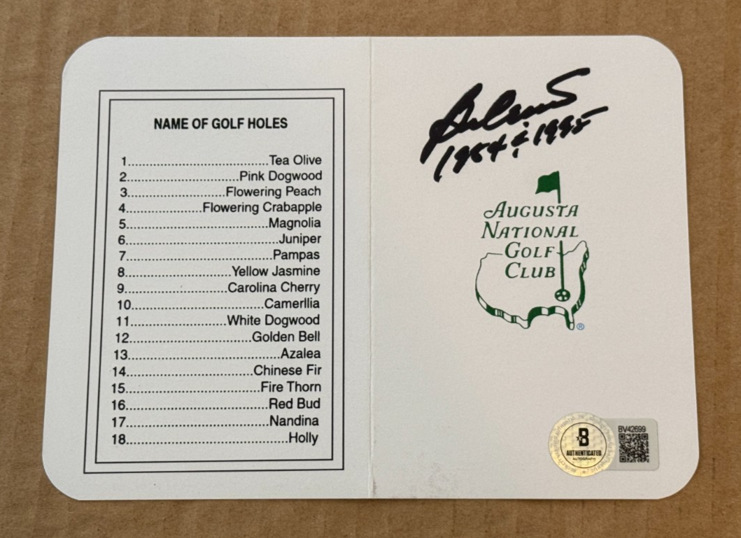 BEN CRENSHAW Autographed Signed AUGUSTA NATIONAL MASTERS SCORECARD W/84-95 BECKETT BAS 