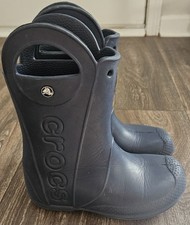 Crocs "Handle It" Kids Size 2 Youth Waterproof Rain Boots Navy Blue