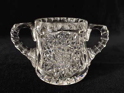 American Brilliant Cut Glass Crystal Sugar Bowl, 3 1/4'' Tall x 5 7/8'' Widest