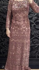 Long Evening Gown Prom Dress Long Sleeve. Pink. Size 8
