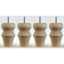 4 WOODEN FURNITURE FEET Ref. E104, H=125mm (5") SOFA FEET, WOODEN FOOTSTOOL LEGS
