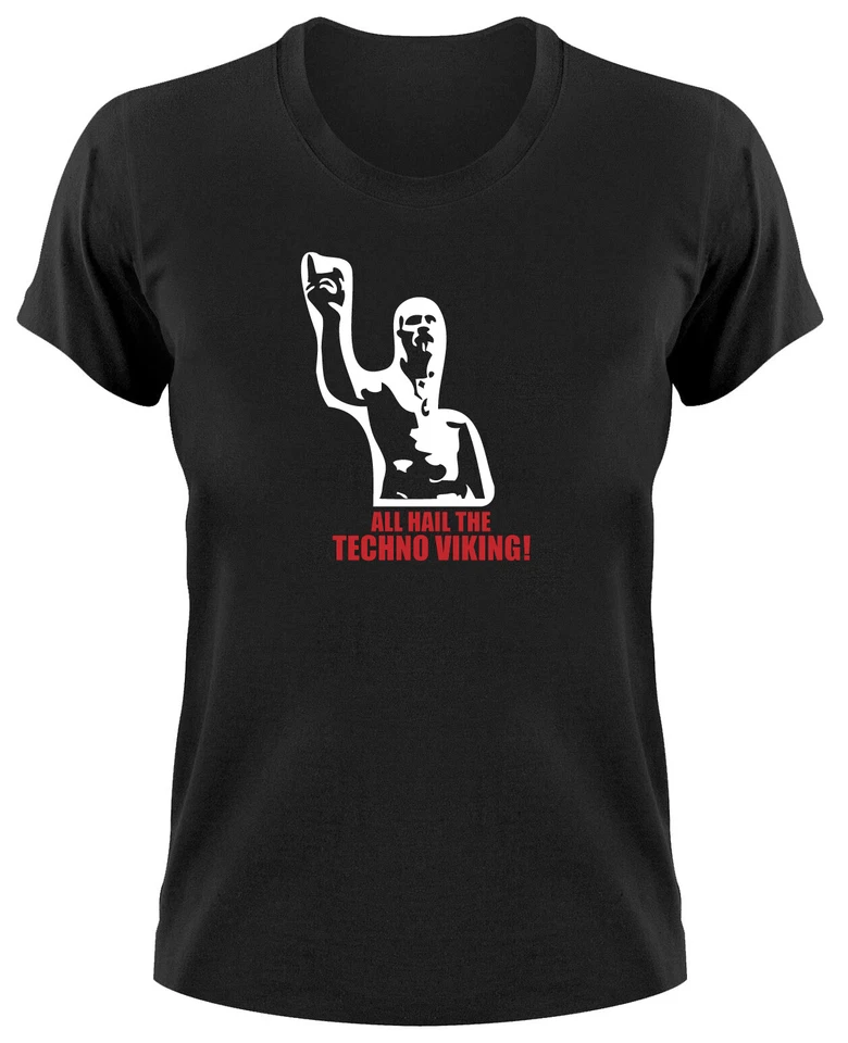 All Hail The Techno Viking Damen T-Shirt Fuckparade Loveparade Schranz Hard Fan - Bild 1 von 1