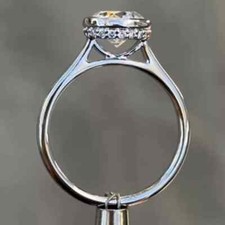 1.9Ct Round Cut Lab Created Diamond 14K White Gold FN Bezel Set Engagement Ring