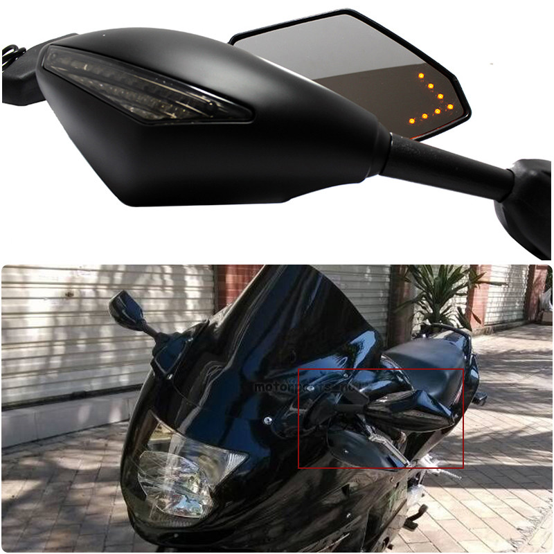 Motorcycle LED Turn Signals Side Mirrors For Honda Blackbird