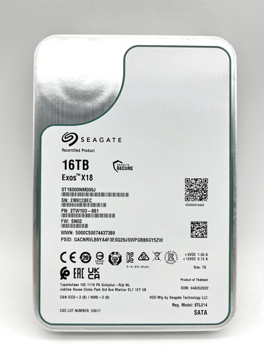 Seagate ST16000NM000J Exos 16TB 3.5 X18 256M Enterprise Internal SATA Hard Drive - Picture 2 of 5