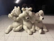 2001 Quarry Critters "UH OH" 3 Polar Bears See No Hear No Speak No Evil
