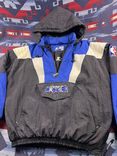 Vtg 90s Orlando Magic NBA Starter 1/4 Zip Pullover Hooded Puffer Jacket Sz XL - Picture 2 of 14