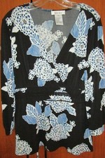 Nine West Criss Cross Neck Tunic Sz Medium Stretch Bust 42 44 Length 27.5 inch