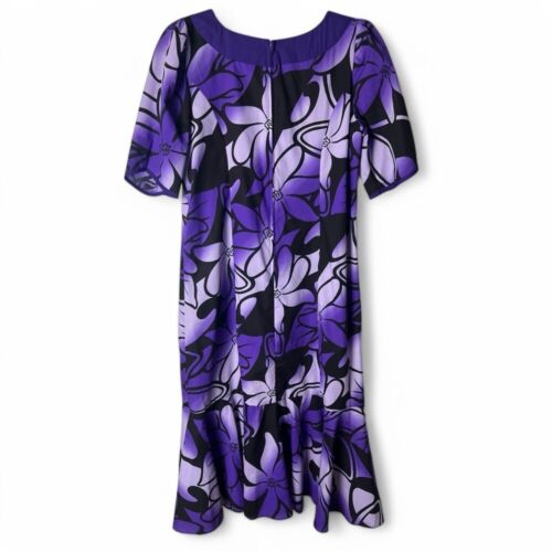 T&L Muumuu Factory donna vintage manica 1/2 metà polpaccio Muumuu viola nero - taglia 14 - Foto 2 di 6