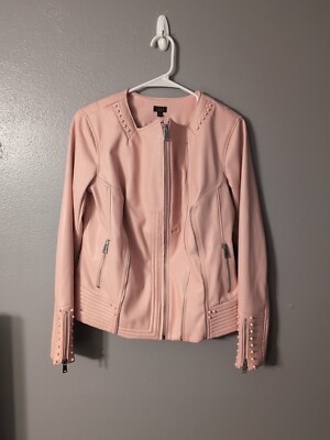 G.I.L.I Got It Love It Pink Faux Leather Moto Jacket Size 4
