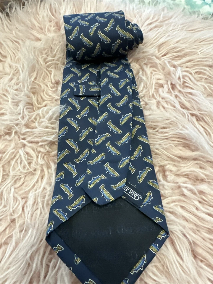 Raquetas de tenis cruzadas Tie, Lands End azul marino SEDA ROJO GRIS AMARILLO PELOTAS EE. UU. Foto 4 de 4