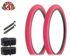 ALTA BICYCLE WIRE BEAD CRUISER TIRES 26 x 2.125 PINK HEAVY DUTY DIAMOND 6pc SET.