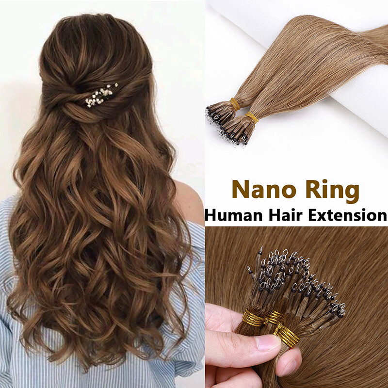 Nano Ring Remy Human Hair Extensions Micro Loop Nano Bead Balayage 100g ...