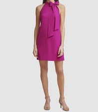 Vince Camuto Women's Purple Halter Tie Neck Sleeveless Shift Dress Size 6