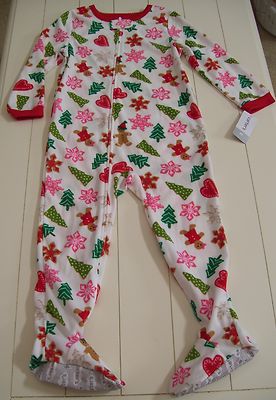 Girls Carter's Christmas Gingerbread Cookies Footed Fleece Blanket Sleeper Sz 2T