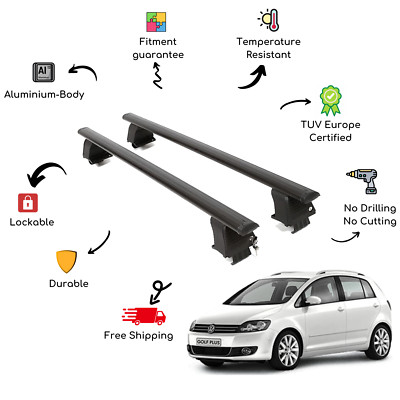 Bare Roof Rack Cross Bars Set for VOLKSWAGEN Golf V 1K Plus 5 Door 03-08 Black