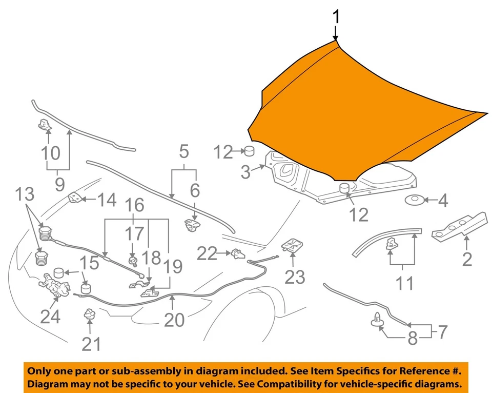 Used Hood fits: 2008 Mitsubishi Eclipse Grade B - Imagem 3 de 4