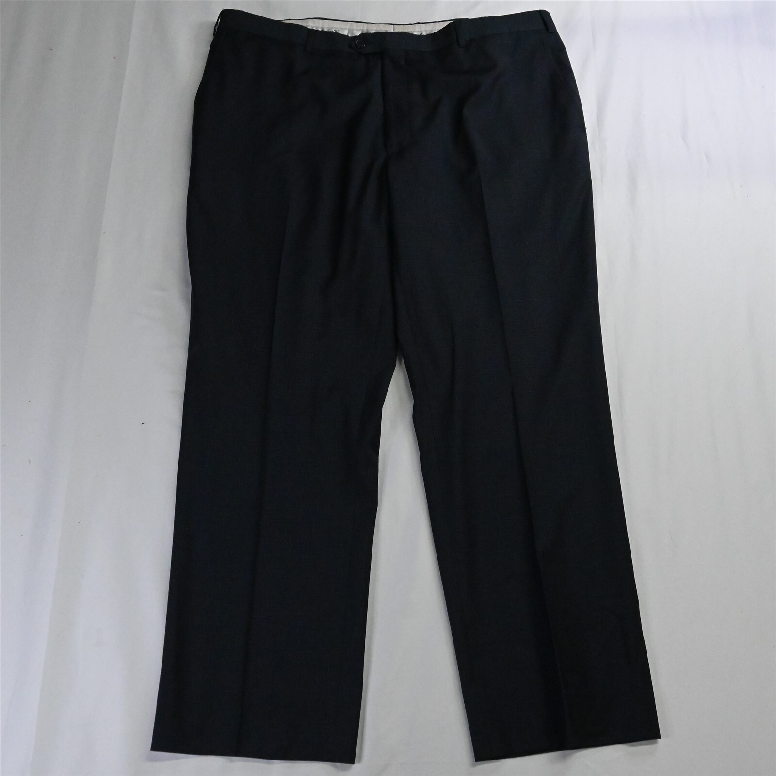 Santorelli Fits 40 x 32 Navy Blue Check Romeo Superfine Wool Dress Pants