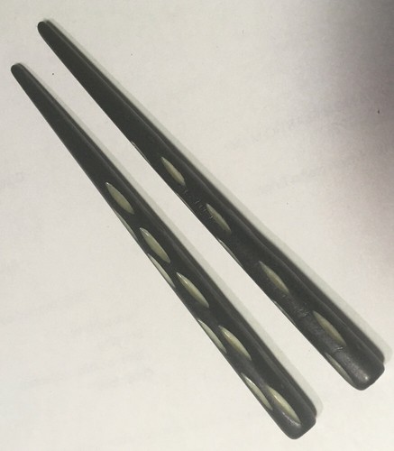 4" Black Bone HAIR STICKS Hand Carved Buffalo Bone India Designed - 第 3/6 張圖片
