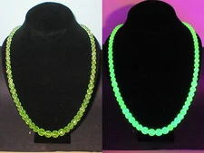 Yellow Vaseline Round Facet Glass 14 kt. gold filled Necklace Signed MH