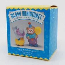 HAPPY BIRTHDAY CLOWNS 2-Piece Set - 1996 Hallmark Merry Miniatures - SEALED