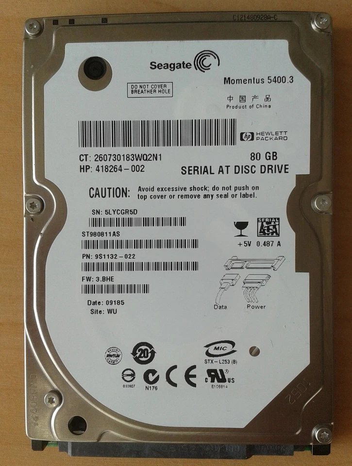 80 GB Seagate Momentus Festplatte - 2,5" - SATA ST980811AS