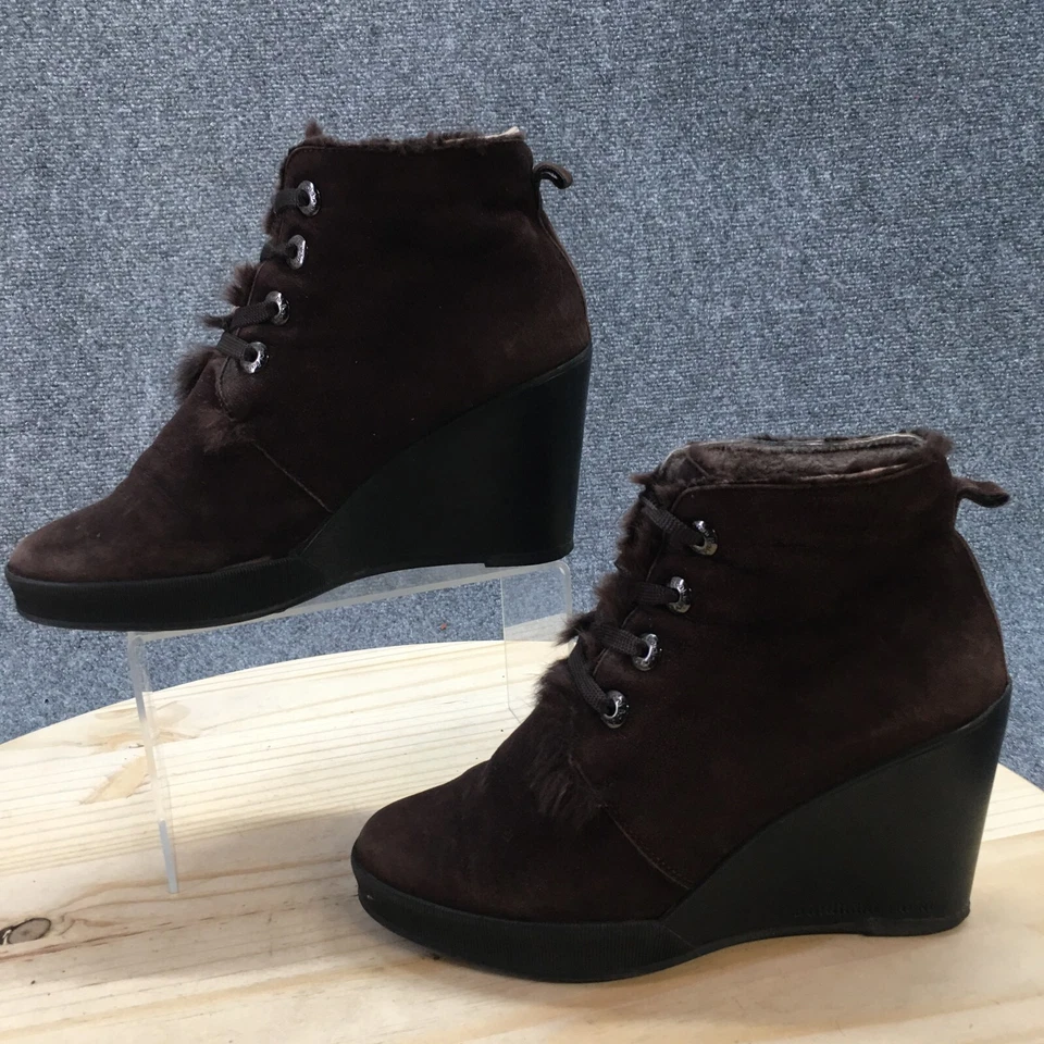 Baldinini Botas Mujer 37 Botín Marrón Con Cordones Informales Cómodas Tacones de Cuña Foto 2 de 4