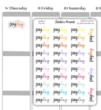 Rainbow PayDay Duo Font Script Planner Sticker, Finance Sticker, Pay Day Sticker