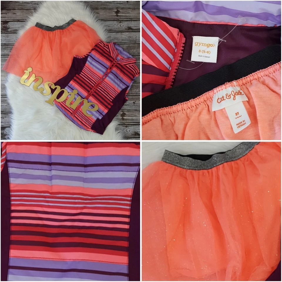 Colete Gymgo Meninas Saia TuTu Pequeno 5T - Lote 6 Combo Laranja Marrom Roxo - Imagem 4 de 4