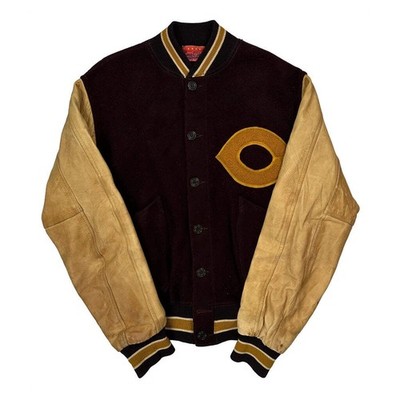 Letter C Patch King O'Shea Varsity Jacket - Medium Burgundy Wool Blend