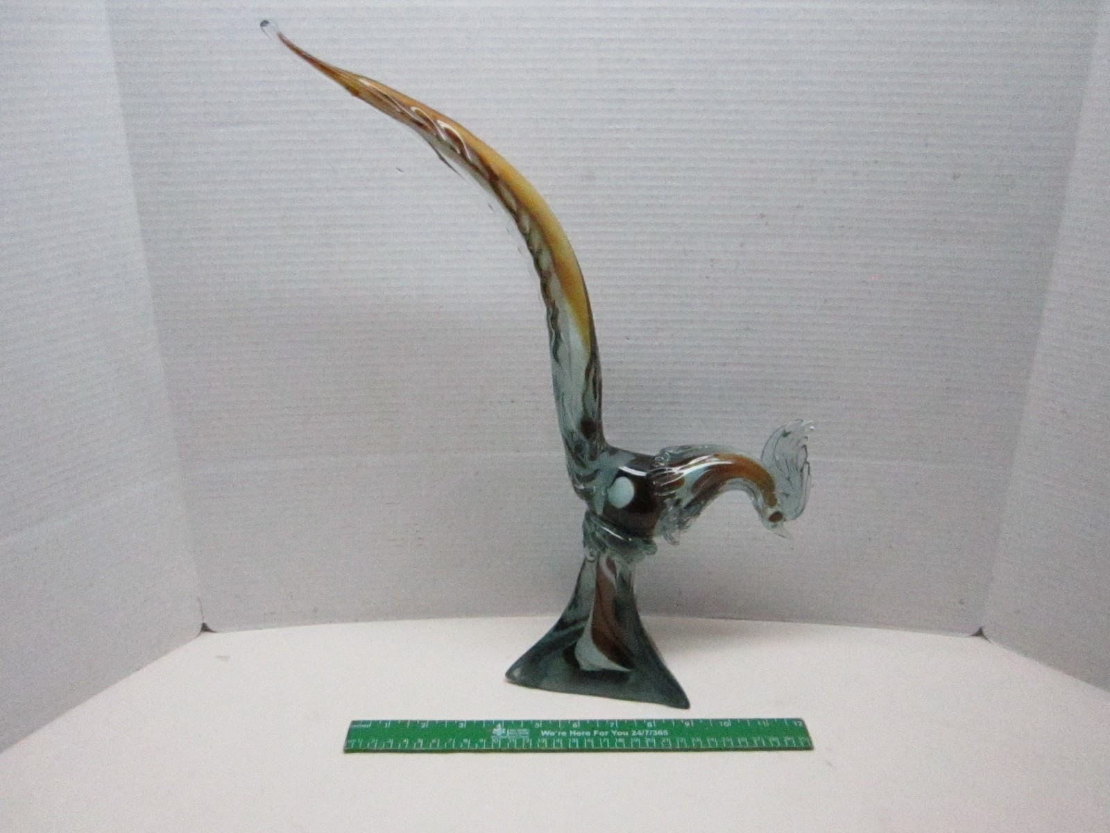 Mid Century Art Glass Murano Bird with Long Tail Figurine