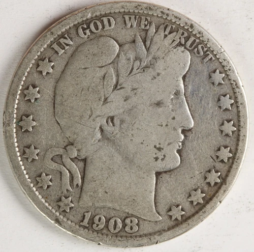 VG+ 1908 S Barber Half Dollar
