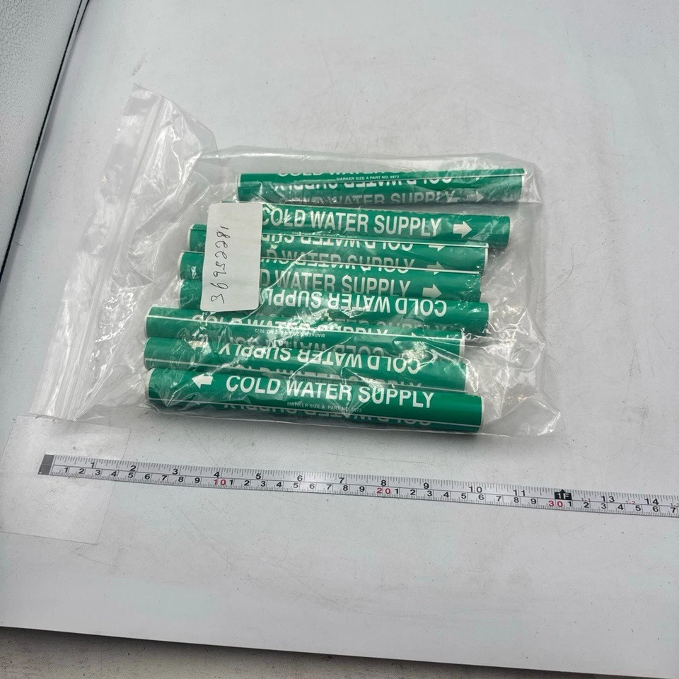 Pipe Marker w/ Cold Water Supply Legend & Arrow Graphic 3/4 to 1" Pipe OD 8Pack - Image 3 of 4