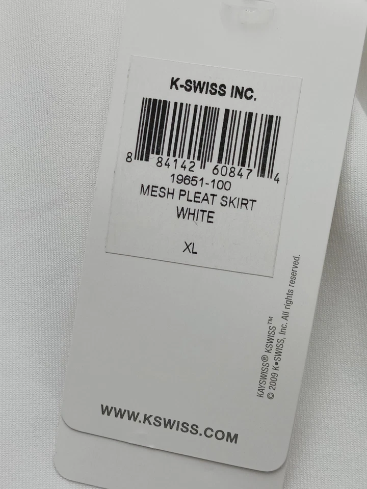 K-Swiss Women XL Skort White Polyester Stretch Tennis Pleated UPF 40 NWT - Image 2 of 4