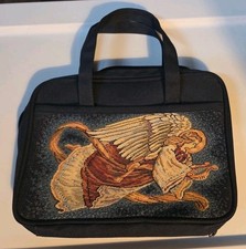 VTG Zondervan Angel Harp Tapestry Bible Carrying Case with Handle 10x7 In Blue