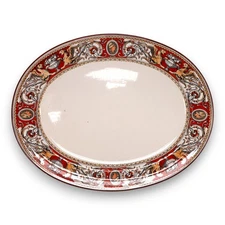 Minton Florentine Red C495 17 1/2" Lg Oval Serving Platter England Antique 1862