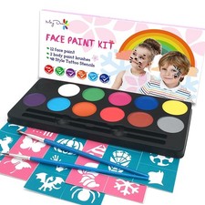 Delightful Kids Face Painting Kit - 12 Colors, Stencils, Safe  Easy to Use