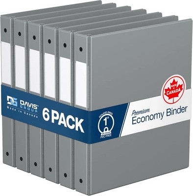 Premium Economy 6-Pack 3-Ring Binders for School or Office, Round-Ring Binder...